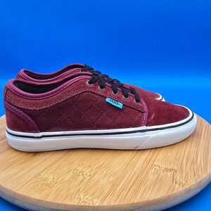 Vans Youth Burgundy Quilted Suede Low Top Skate Shoes Sneakers Size 5.5